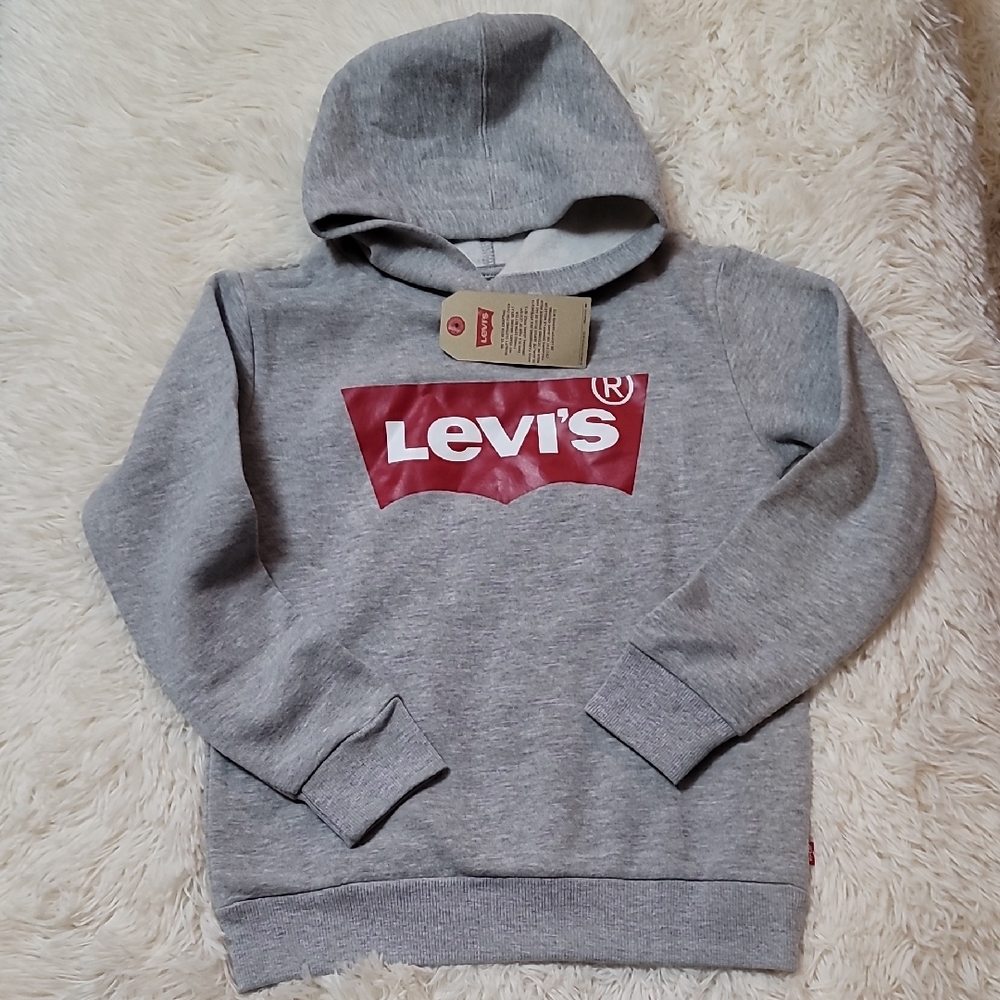 Levi's, Gray Hoodie with Red Logo, Pullover, Sweater, Girls Size Medium